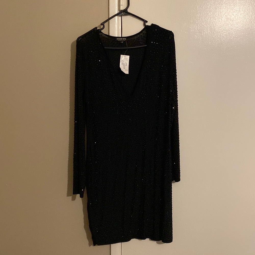 Black sequined  plus size dress with tags